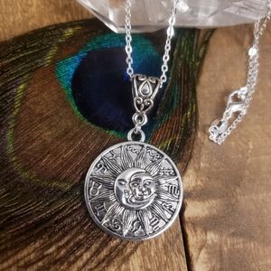 Sun Moon Horoscope ZODIAC Wheel 925 Necklace Birth Sign Jewelry Gift idea
